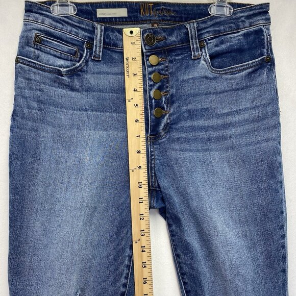 KUT from the Kloth Carlo Ankle Skinny Button Fly Jeans Women 10 Mid-Rise Stretch - Picture 7 of 16